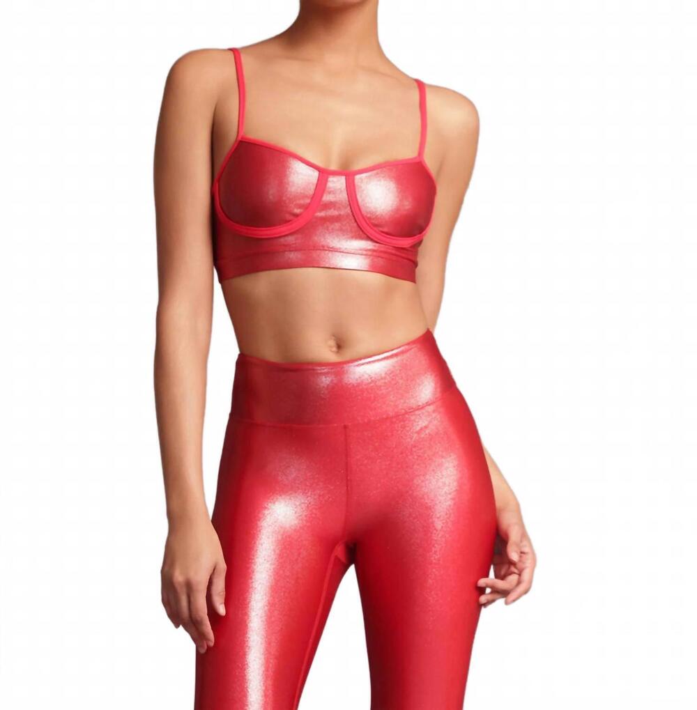 NEW HEROINE SPORT metallic muse bra in titanium red
